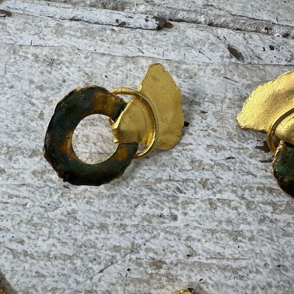 Vintage 70s Modernist Abstract Funky Necklace And Earrings Set - Picture 3 of 7